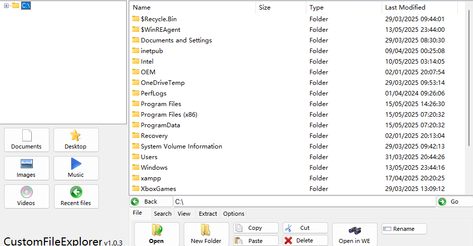 Screenshot of CustomFileExplorer
