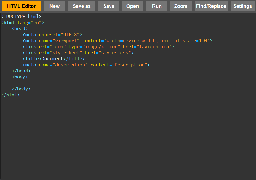 Screenshot of the HTML Editor