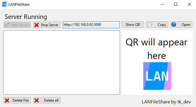 Screenshot of LANFileShare